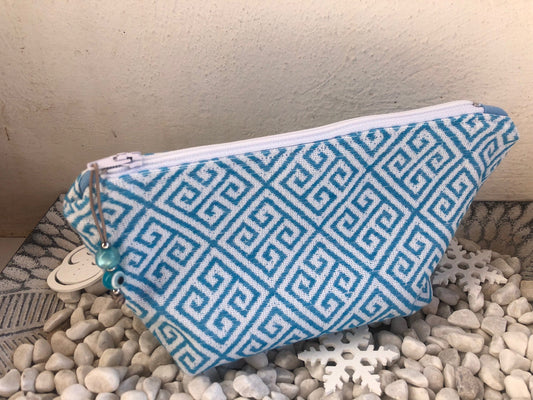 Greek key makeup bag - Greek gift - Gift for her - Meander fabric