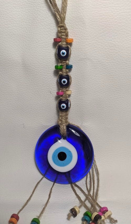 Large Glass Evil Eye Wall Hanging - Greek Gift for House Protection
