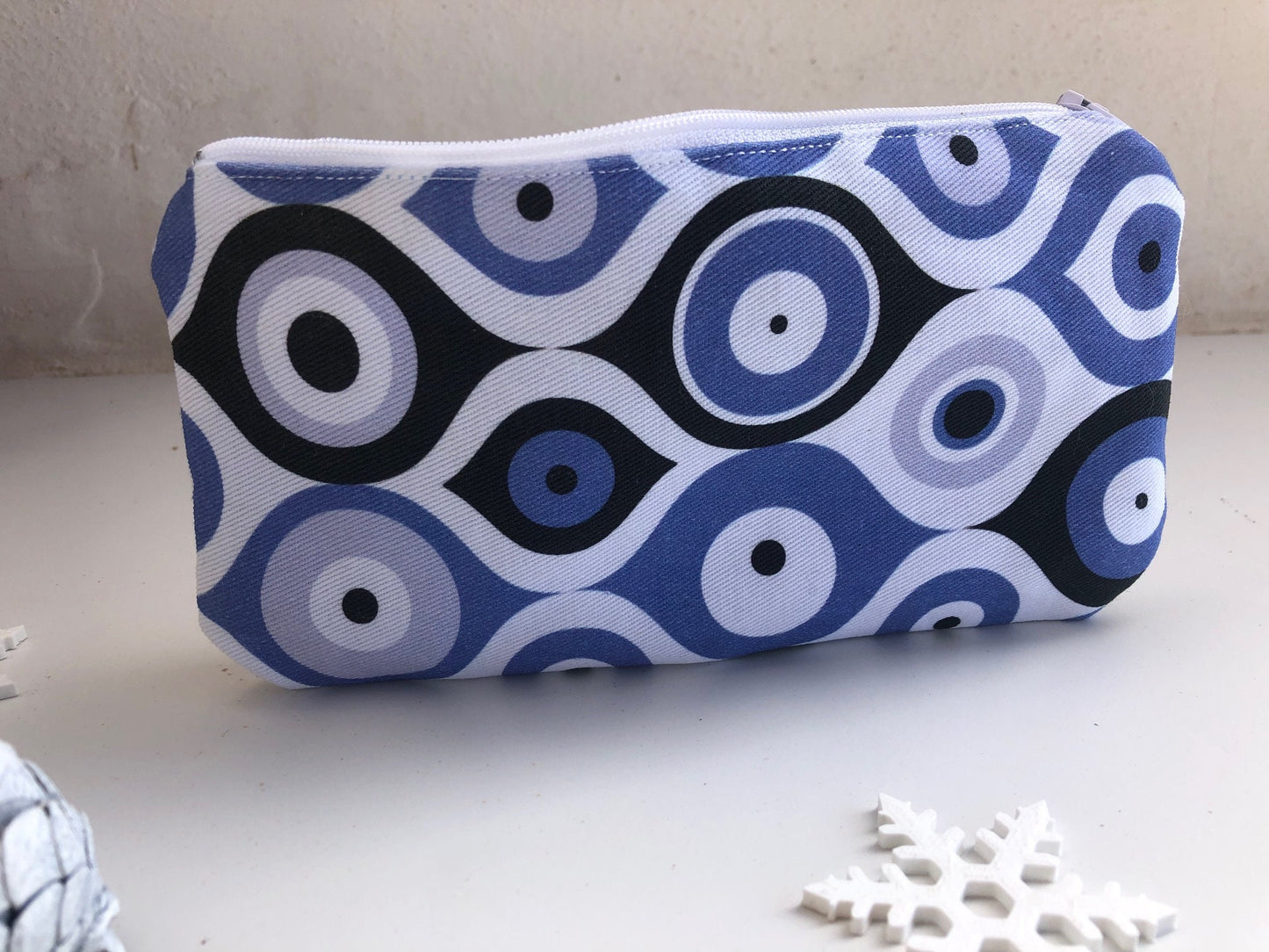 Evil Eye Purse With Zipper - Handmade Pouch - Made in Greece - Greek gift