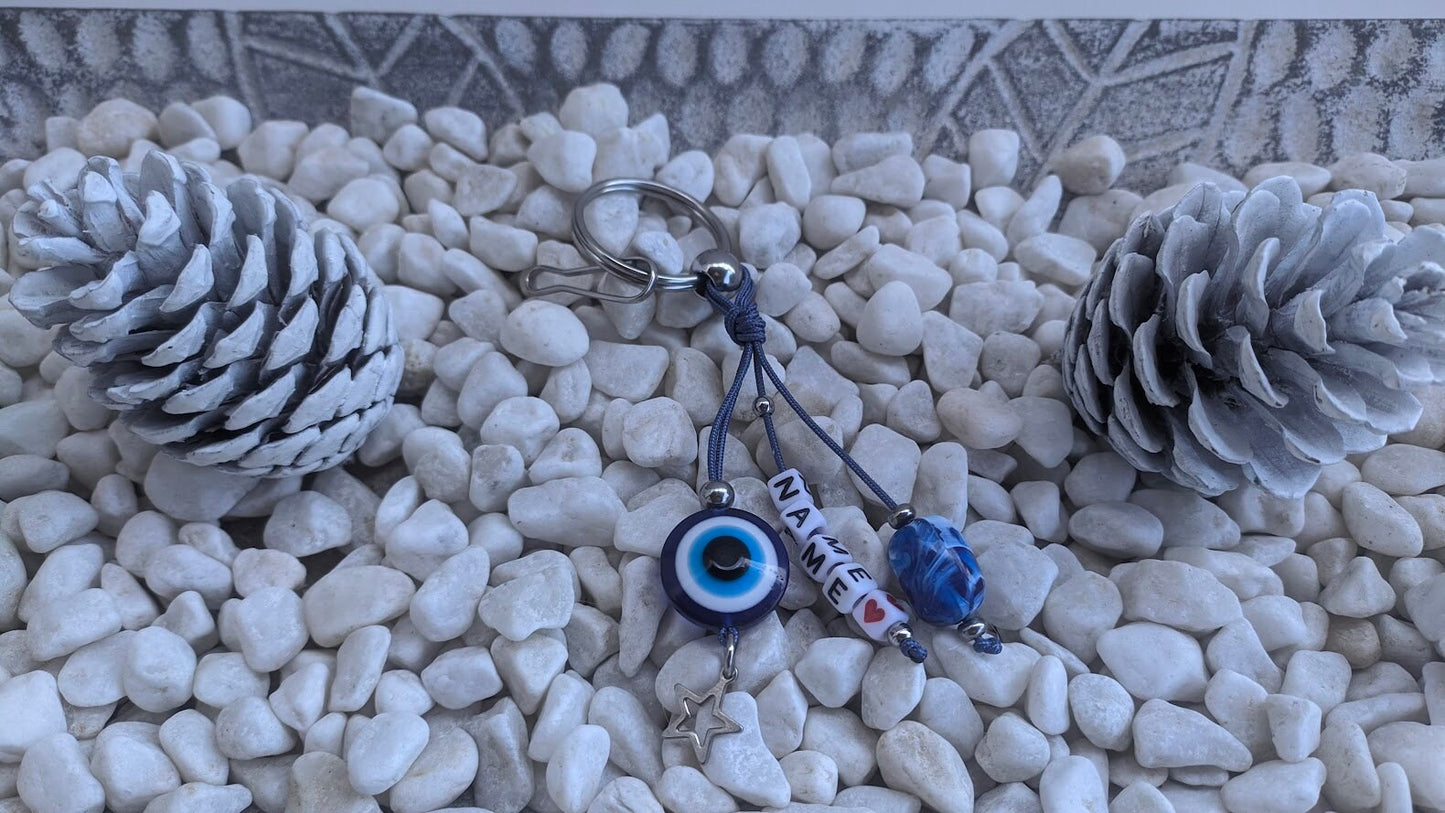 Personalized Evil Eye Keychain - Greek Gift - Car Keychain