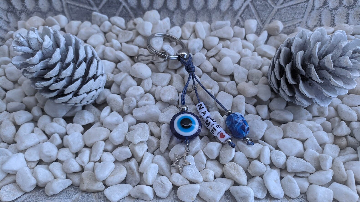 Personalized Evil eye keychain - Greek gift - Car keychain - Made in Greece