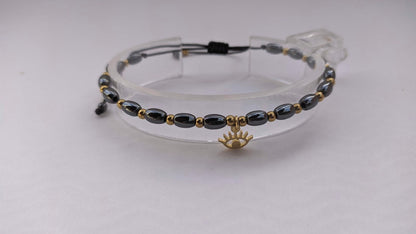 Bracelet Hématite Oeil Bleu - Cadeau Pour Elle