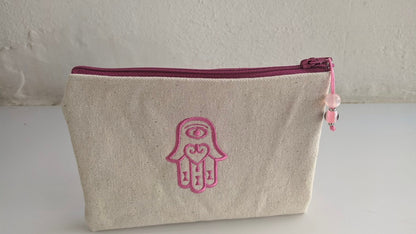 Canvas Hamsa Hand Embroidered Pouch – Custom pouch – Greek Gift