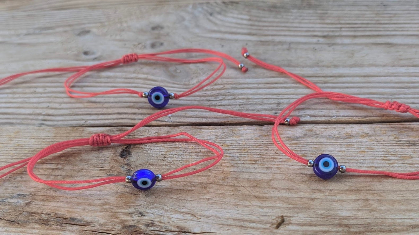 Red string blue evil eye bracelet - good luck bracelet - gift for him or for her