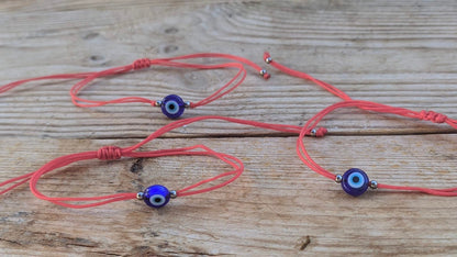 Bracelet Oeil Bleu Cordon Rouge - Bracelet Porte Bonheur 