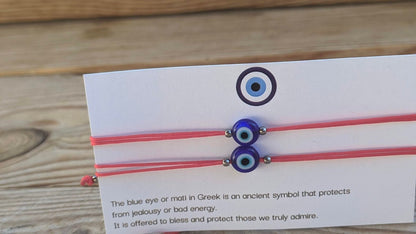 Red String Blue Evil Eye Bracelet - Good Luck Bracelet - Gift for Him or for Her