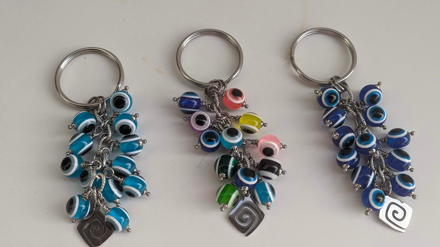 Evil eye Greek keychain - Stainless Keychain - Maindros Greek Key  - Car gift