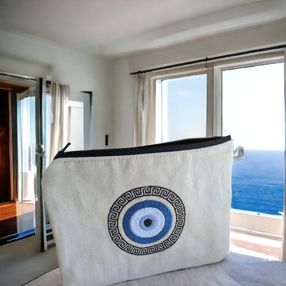 Greek Key Evil Eye Purse – Evil Eye Pouch – Greek Souvenir
