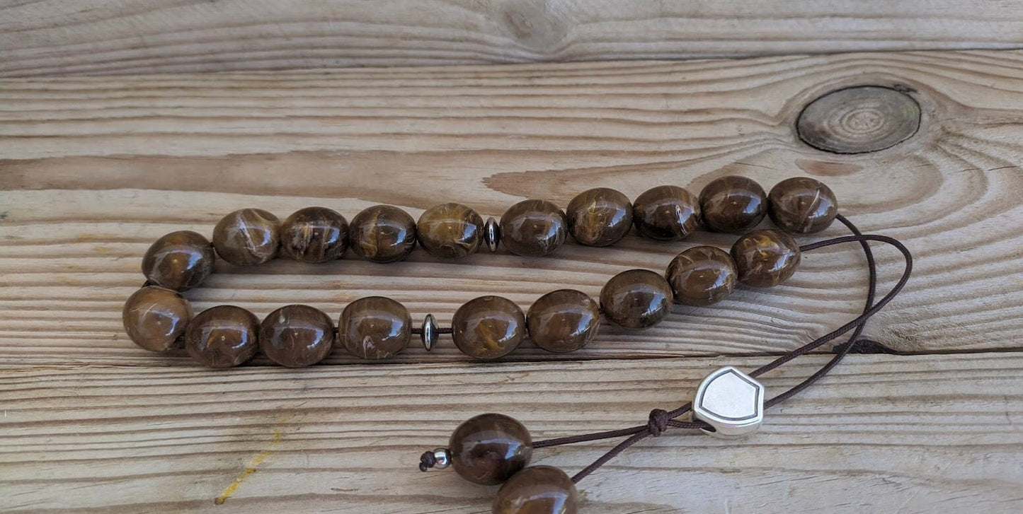 Premium Brown Worry Beads - Greek Relaxation Gift - Handcrafted Komboloi