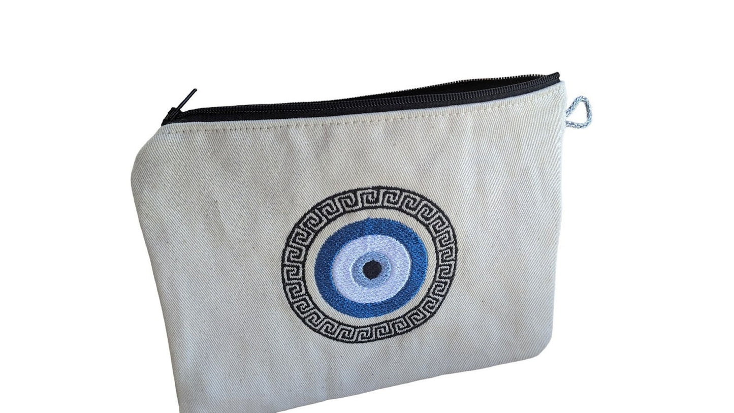 Greek Key Evil Eye Purse – Evil Eye Pouch – Greek Souvenir