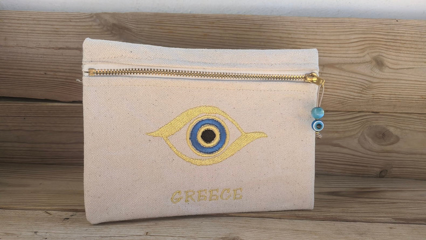 Embroidered Evil Eye Pouch – Greek Gift