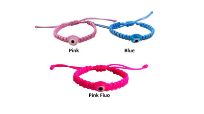 Evil Eye Baby Bracelet - New Born Gift - Pink, Blue & Fluo pink