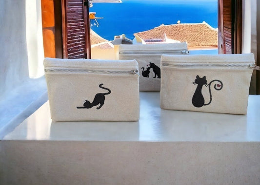 Greek Cats Purse or Pouch – Cotton canvas