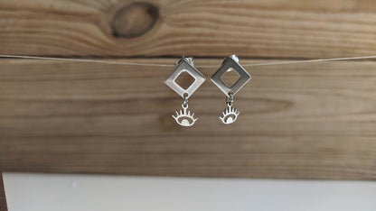 Evil eye earrings - Ear studs Stainless steel earrings - Greek earrings