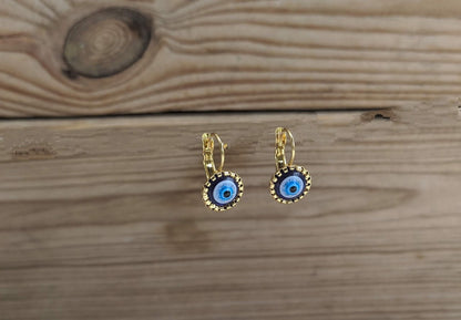 Gold Evil Eye Earrings - Golden Stainless steel earrings  Gift for Her