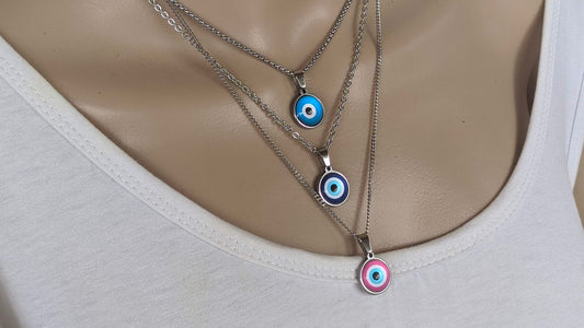 Evil Eye Necklace - 6 Colors To Choose From - Stainless Steel Necklace  - Gift For Her -