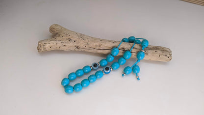 Turquoise Evil Eye Worry Beads | Greek Anti-Stress Toy | Blue Komboloi