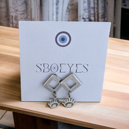 Evil eye earrings - Ear studs Stainless steel earrings - Greek earrings