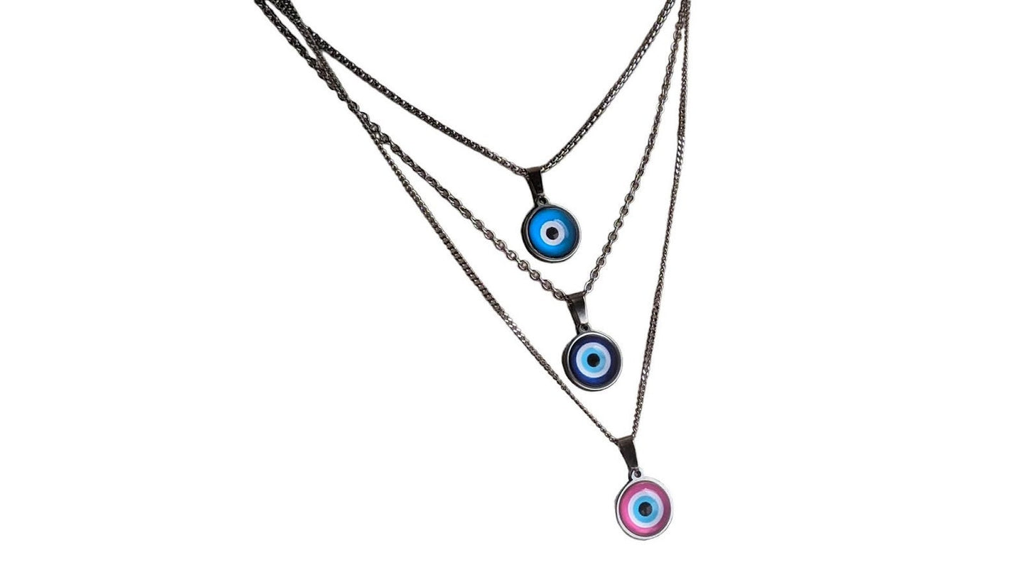 Evil Eye Necklace - 6 Colors To Choose From - Stainless Steel Necklace  - Gift For Her -