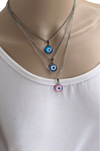 Evil Eye Necklace - 6 Colors To Choose From - Stainless Steel Necklace