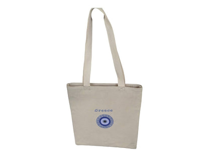 Canvas embroidered tote bag - Evil Eye ToteBag - Greek gift