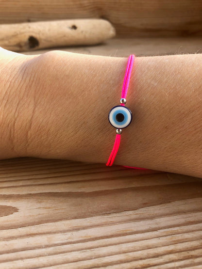 Neon Pink Evil Eye Bracelet - Good Luck Bracelet - Gift For Her