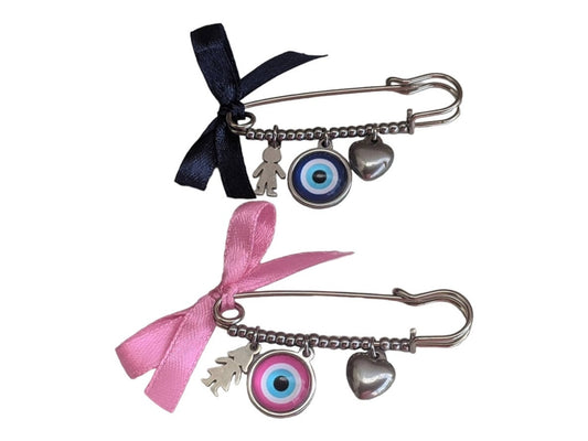 Stainless Evil Eye Safety Pin - Baby Protection