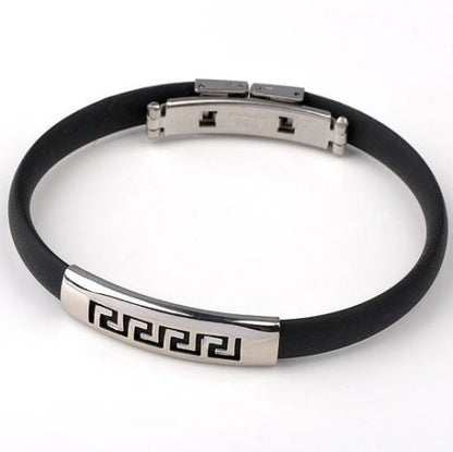 Men’s Stainless Steel Meander Bracelet – Greek gift