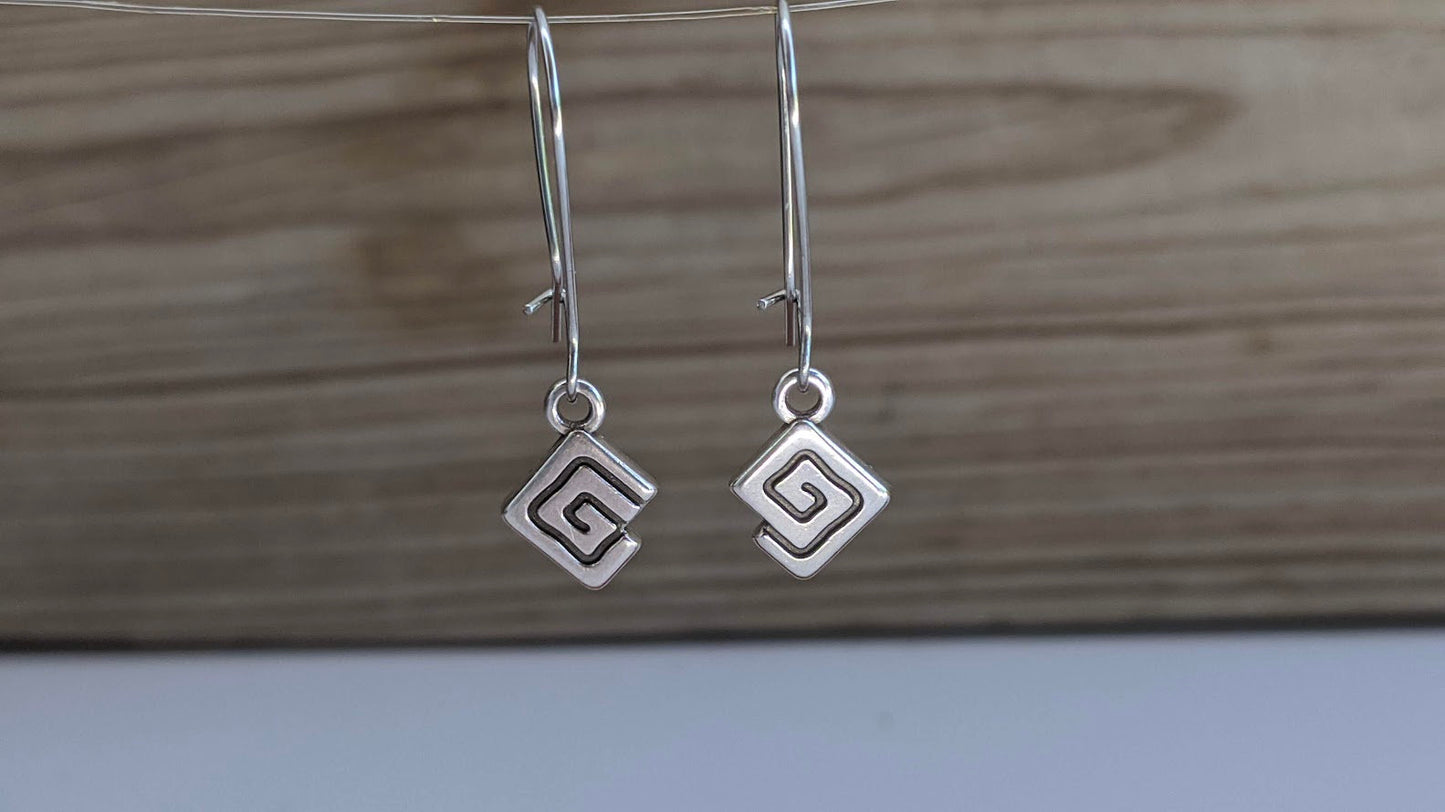 Silver Greek Key Earrings - Greek jewelry - Ethnic Earrings - Gift for her