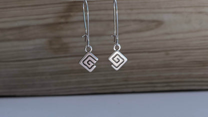 Silver Greek Key Earrings - Greek jewelry - Ethnic Earrings - Gift for her