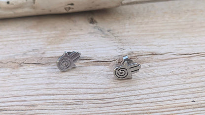 Stainless Hamsa Hand Ear Studs | Protective Greek Jewelry