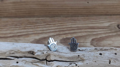 Stainless Hamsa Hand Ear Studs | Protective Greek Jewelry