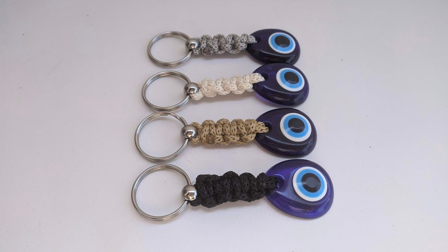 Evil Eye Keychain - Greek Gift - Car Keychain - Macrame Keyring