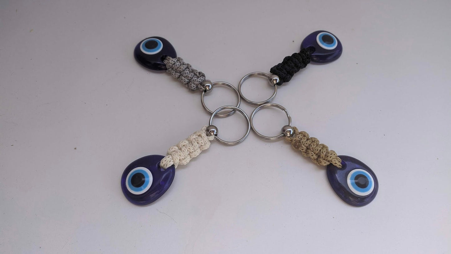 Evil Eye Keychain - Greek Gift - Car Keychain - Macrame Keyring