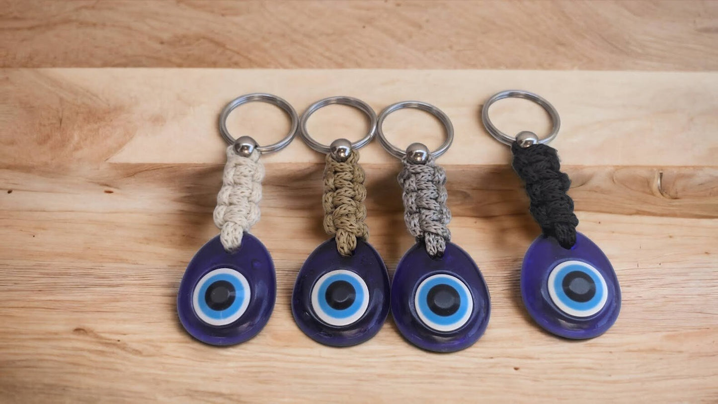 Evil Eye Keychain - Greek Gift - Car Keychain - Macrame Keyring