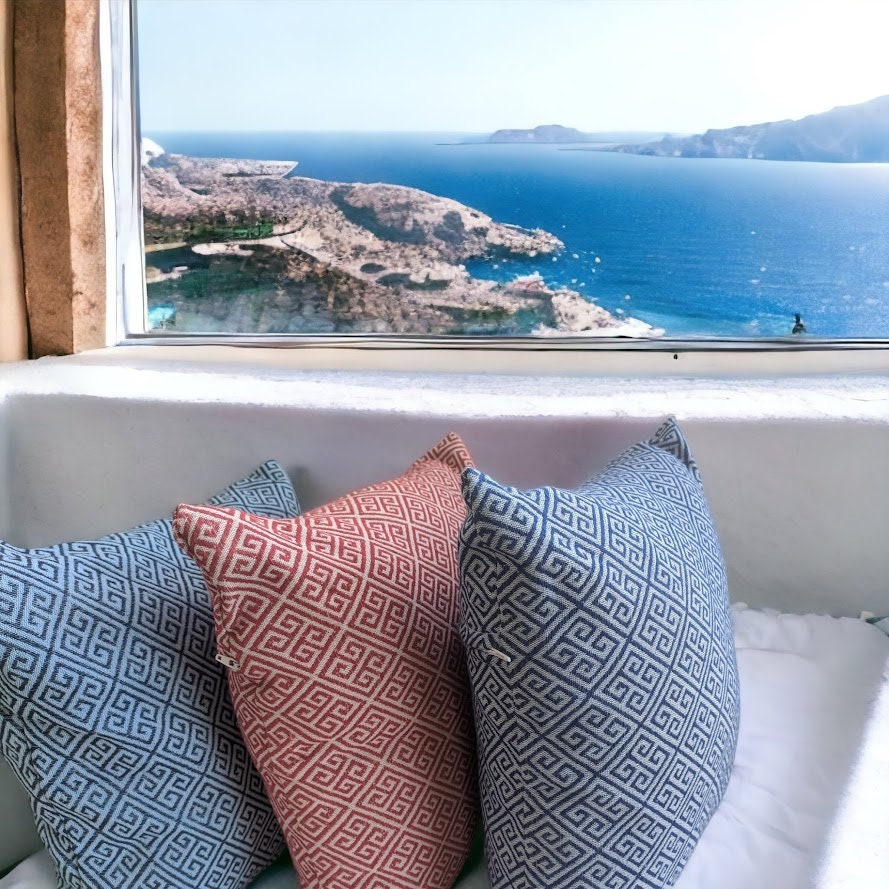 Greek Key Cushion Cover - 40 cm x 40 cm - Cotton fabric