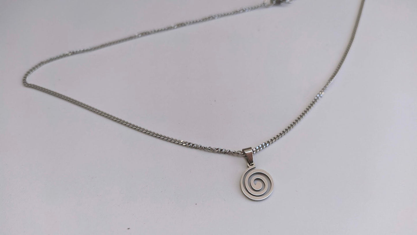 Small Spiral Pendant necklace - Stainless Steel Jewelry - Greek Gift