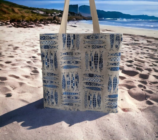 Fish Tote Bag - Cotton Bag - Beach Bag - Summer Tote Bag