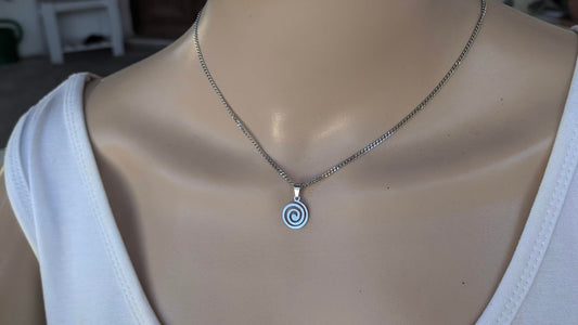 Small Spiral Pendant necklace - Stainless Steel Jewelry - Greek Gift