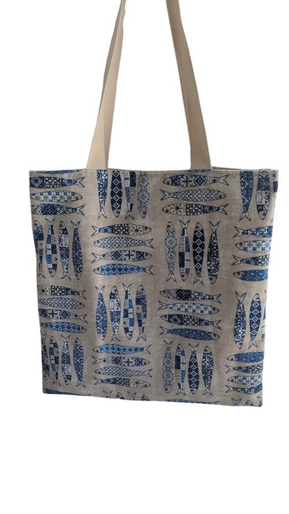 Fish Tote Bag - Cotton Bag - Beach Bag - Summer Tote Bag
