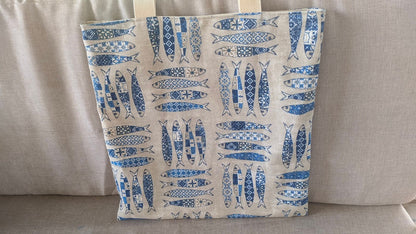 Fish Tote Bag - Cotton Bag - Beach Bag - Summer Tote Bag